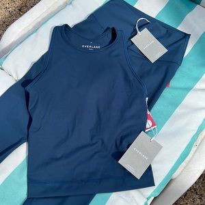 NWT Everlane The Perform Tank and Leggings Set Atlantic Deep Aegean Blue Size Xs